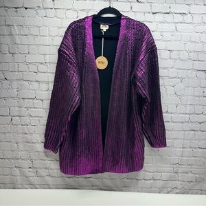 Bibi Women's Chunky knit Purple cardigan nwt size xl